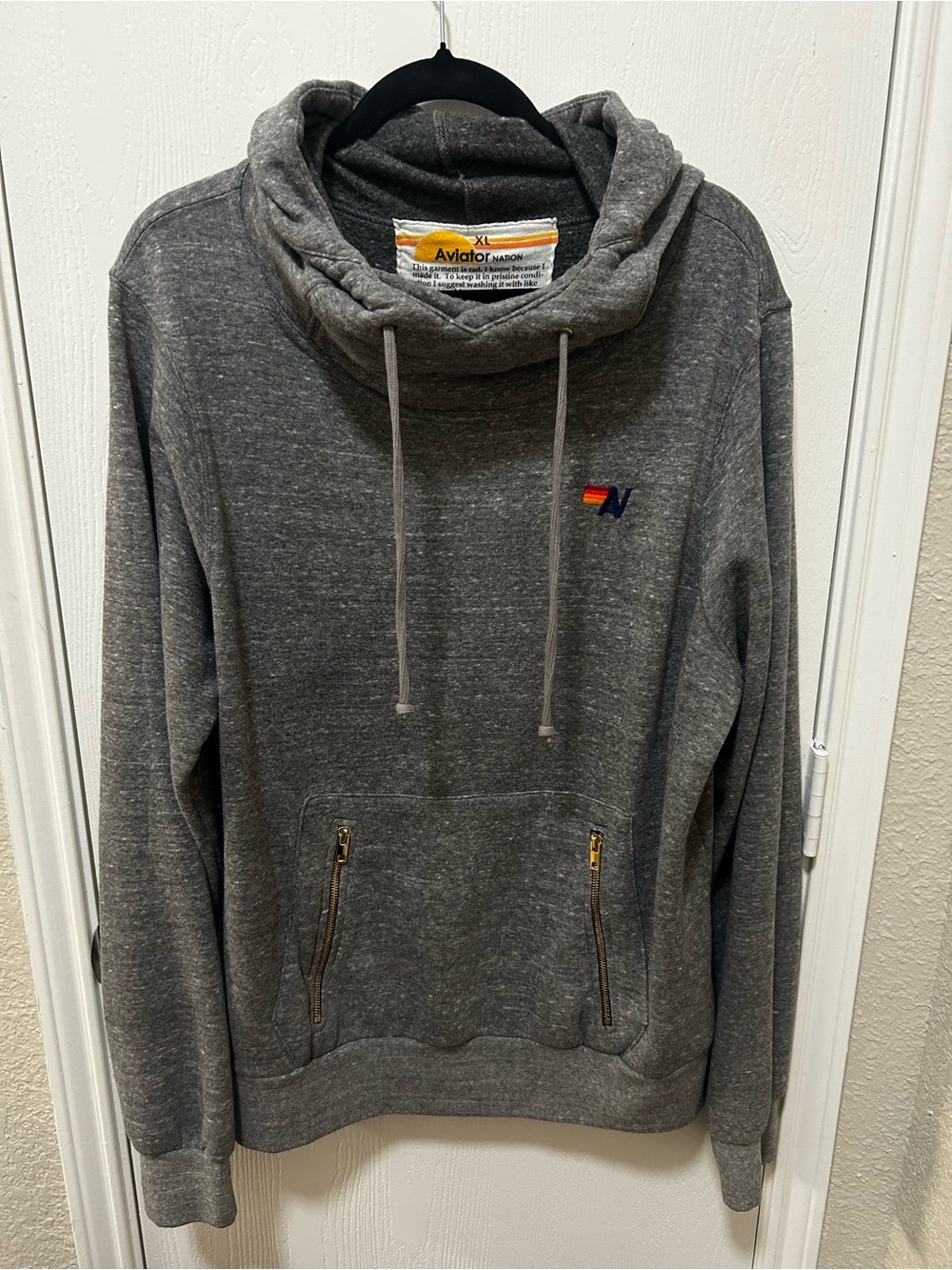 Aviator Nation Ninja Pullover Hoodie Heather Grey Unisex Size XL